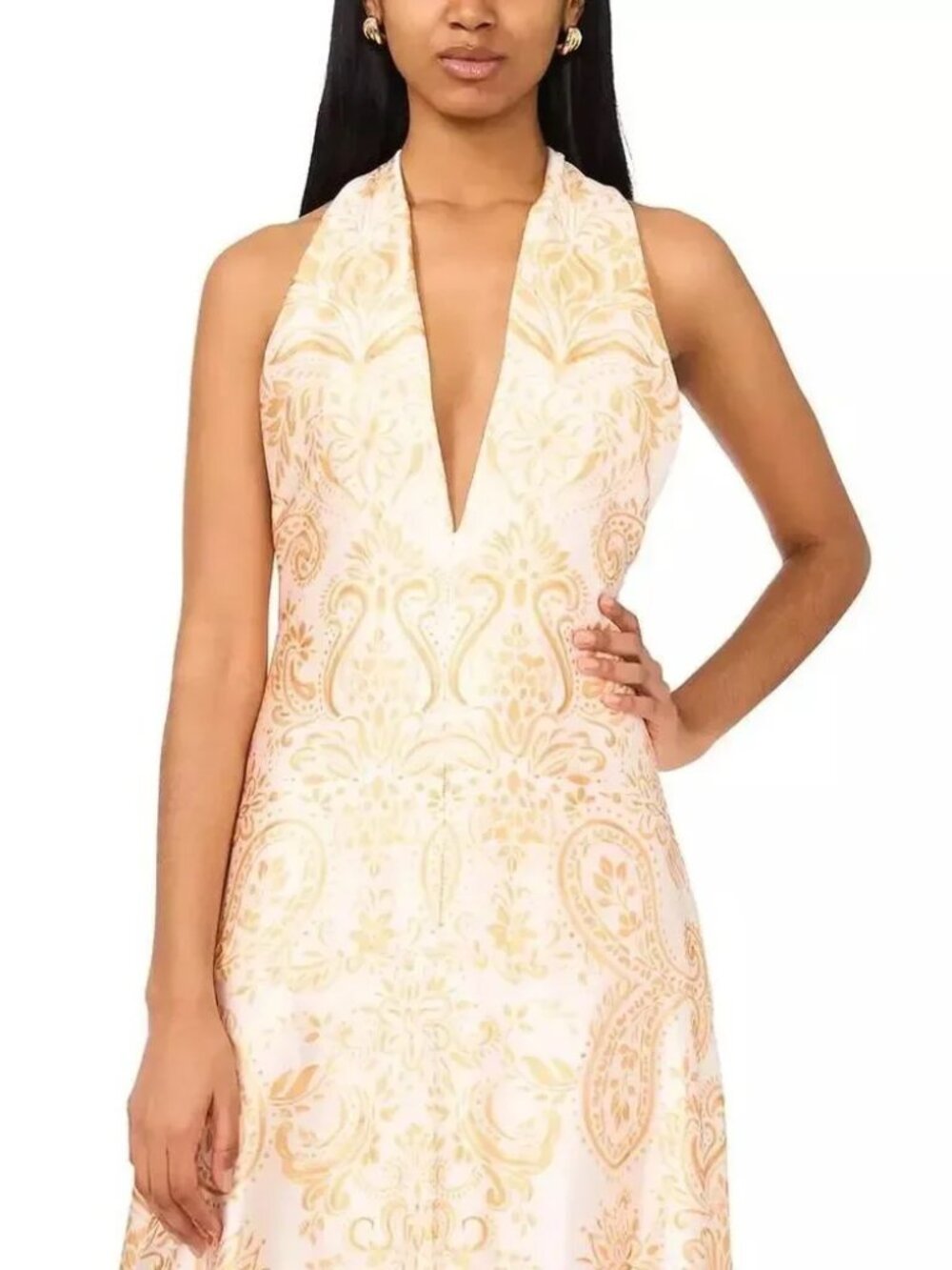 Parker The Nia Romantic Printed Open Back Halter Maxi Dress Paisley Dandelion - Picture 3 of 12